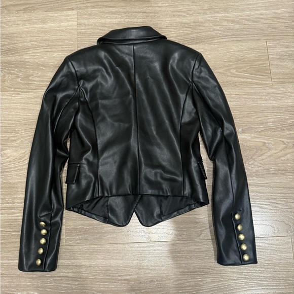 Black Leather Double-Breasted Jacket - Picture 6 of 7